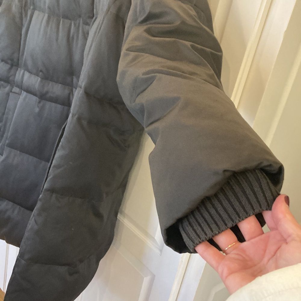 J. Jill Down Puffer Jacket Dark Grey Mid-Length Side Snap Jacket Large - Picture 5 of 11